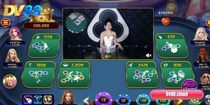 Bầu Cua DV88 là trò chơi với 6 linh vật Bầu, Cua, Cá, Gà, Nai, Tôm