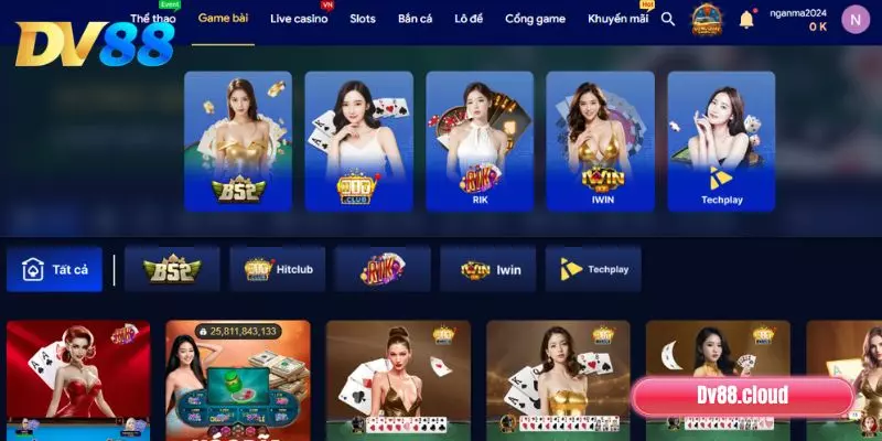 Game Bài DV88: Giải Trí Cực Đã, Thưởng Cực Mạnh 2 Điểm danh các sảnh game bài nổi bật hợp tác cùng DV88