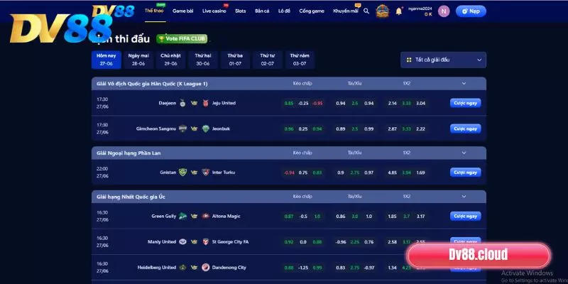 Giới thiệu thể thao DV88