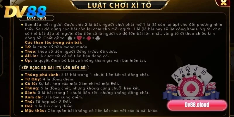 Hướng dẫn chơi Xì Tố tại nhà cái DV88