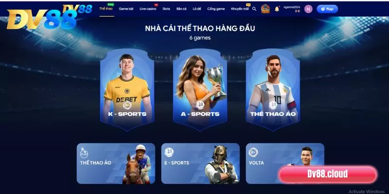 Tổng hợp các sảnh thể thao DV88 hot hit