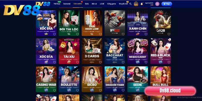 Tổng hợp các nhà cung cấp Live Casino DV88 nổi bật